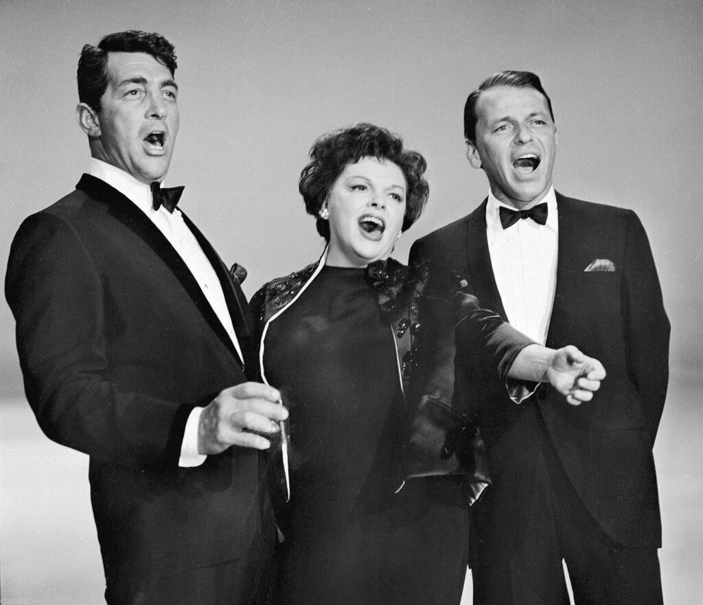 dean martin, judy garland and frank sinatra in 1962