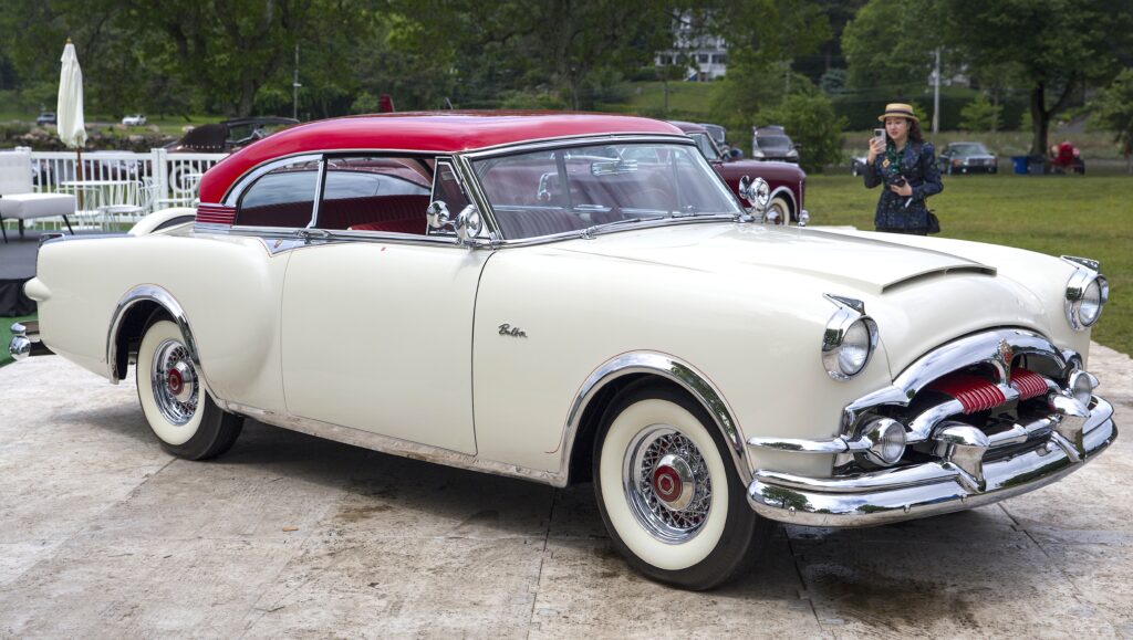 1953 packard balboa x in red and white, front right